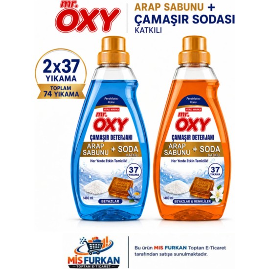 Mr.Oxy Oxy Sıvı Camasır Deterjanı Arap Sabunu+ Soda Beyazlar 1460 M2 Li Set Mavi Sarı