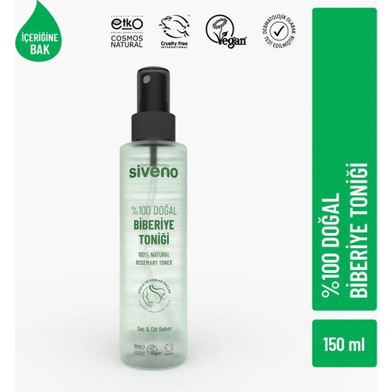 Siveno %100 Doğal Biberiye Suyu Saç Dökülmesi Karşıtı ve Hızlı Saç Uzatma Etkili Saç Toniği 150 ml