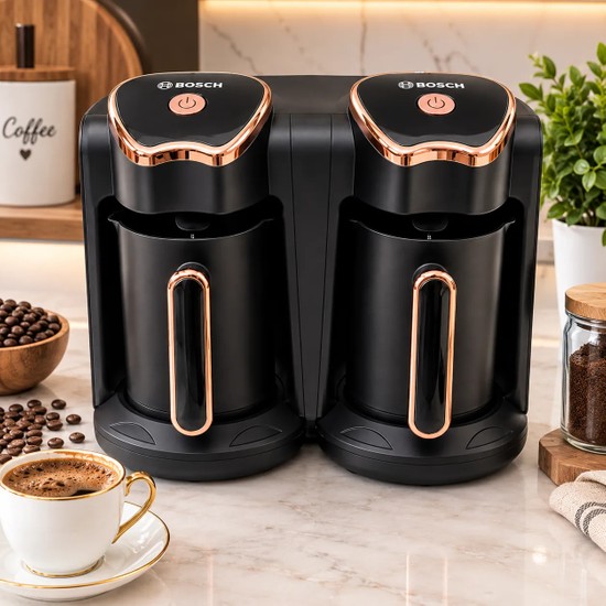 Bosch Çift Hazneli Türk Kahve Makinesi 2X500 ml 2000W Siyah Taşma Emniyetli