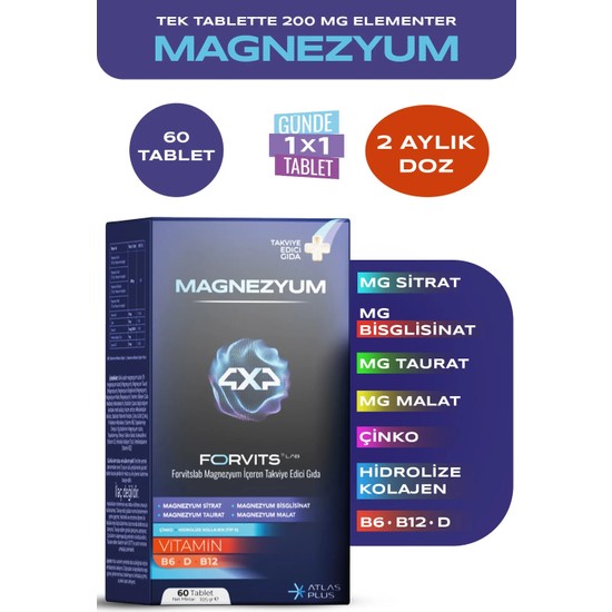 Forvits Lab Magnezyum 60'lık Cam Şişe