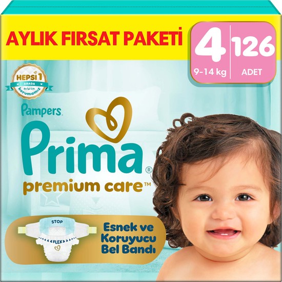 Prima Bebek Bezi Premium Care 4 Numara 126 Adet Aylık Fırsat Paketi