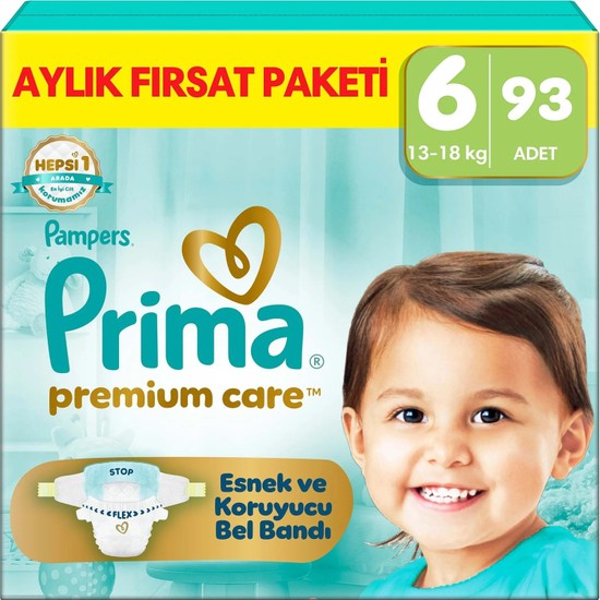 Prima Bebek Bezi Premium Care 6 Numara 93 Adet Aylık Fırsat Paketi