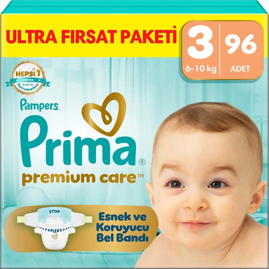 Prima Bebek Bezi Premium Care 3 Numara 96 Adet  Ultra Fırsat Paketi