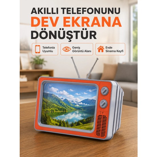 Çetiner Group Mey Ithalat® Retro Tv Telefon Ekran Büyütücü 12'' Hd Görüntü Büyütme Standlı Katlanabilir Telefon Tutucu