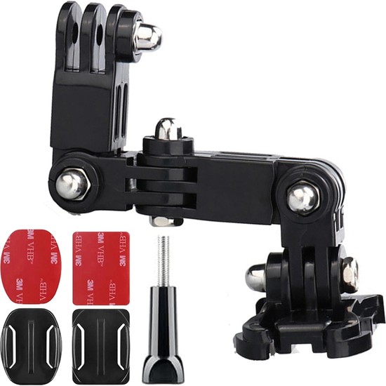 Gplus GP15VKY 6 Parça Aksiyon Kamera Uyumlu Flat Düz Zemin Oval Kavisli Yüzey Vidalı 4 Yollu Hızlı Tak 3m Yapışkan Uzatma Motor Kask Bağlantı Seti