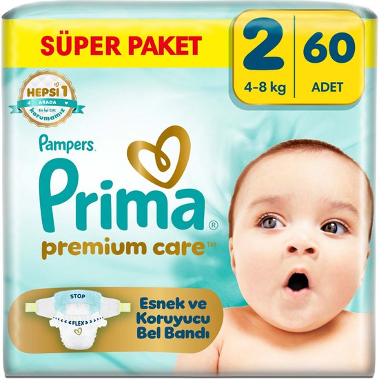 Prima Bebek Bezi Premium Care 2 Numara 60 Adet Ekonomik Paket