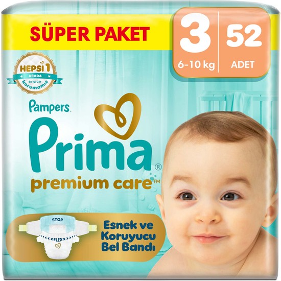 Prima Bebek Bezi Premium Care 3 Numara 52 Adet Ekonomik Paket