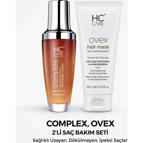 HC Care Saç Bakım Seti Dökülme ve Yıpranma Karşıtı Bitkisel Yağ Ekstraktlı 2×100 ml Tüm Saç Tipleri