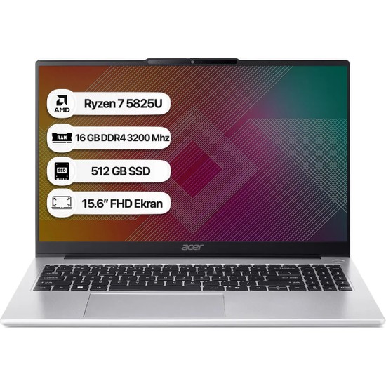 Acer Aspire Lite NX.DLQEY.001 Amd Ryzen 7 5825U 16GB 512GB Fredoss 15.6" 60Hz Fhd Taşınabilir Bilgisayar