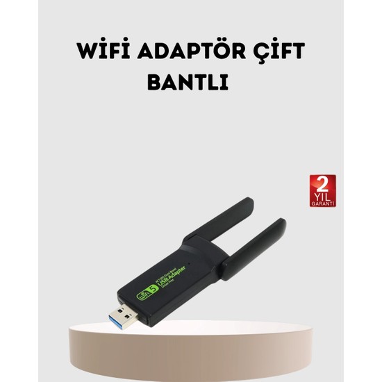 Mercora Tech Ultratekno Dual Band Wifi Adaptör – 1200 Mbps, USB 3.0, Çift Antenli, Geniş Kapsama Alanı ve Y