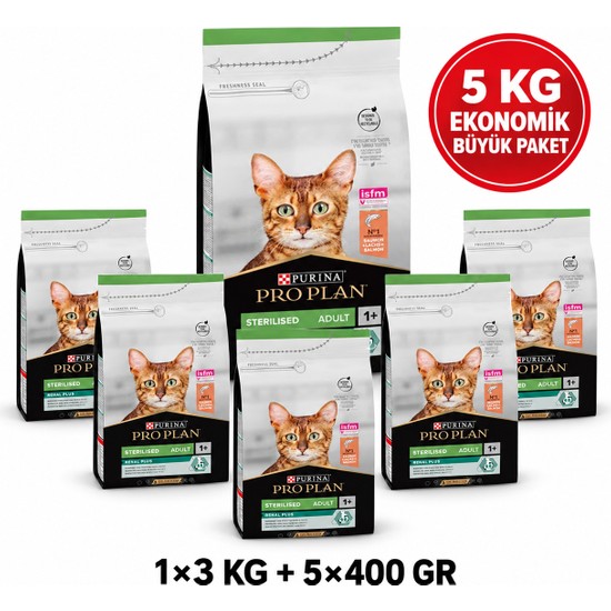 Pro Plan Sterilised Somonlu Kısırlaştırılmış Yetişkin Kedi Maması 5 kg Ekonomik Paket