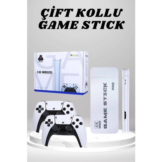 Eco Lounge 4K Hd Görüntü Kaliteli Retro Game Stick 20000 Oyunlu Çift Kollu Beyaz Game Stick