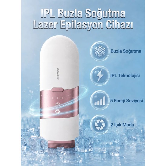 Airbot Aria Opal IPL Tüy Alma Cihazı - Buz Soğutmalı Lazer Epilasyon Cihazı - Rose Gold