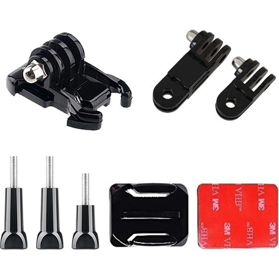 Gplus BS08KVH 8 Parça Oval Zemin Kavisli Yüzey Vidalı Hızlı Tak 3 Yollu Aksiyon Kamera Uyumlu 3m Yapışkan Motor Kask Bağlantı Seti
