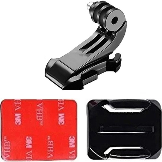 Gplus BS03KJ 3 Parça Oval Zemin Kavisli Yüzey J-Hook Aksiyon Kamera 3m Yapışkan Motor Kask Bağlantı Seti