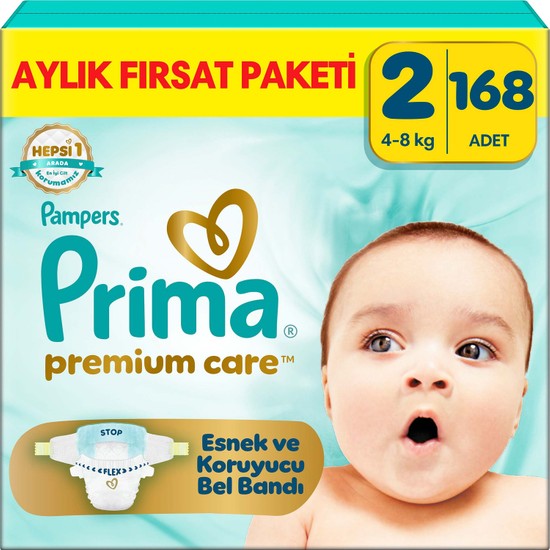 Prima Bebek Bezi Premium Care 2 Numara 168 Adet Aylık Fırsat Paketi