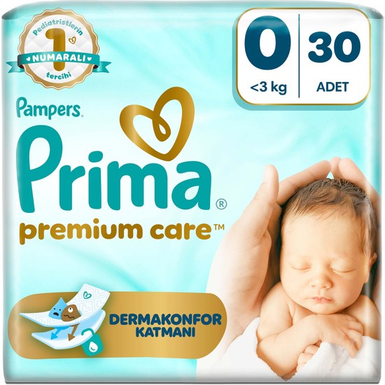Prima Bebek Bezi Premium Care 0 Numara 30 Adet Tekli Paket