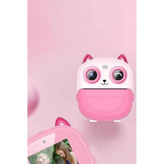Eco Port Dijital Video Fotoğraf App Destekli Çocuk Kamerası Termal Resim Kağıt Baskılı Yazıcı Pembe