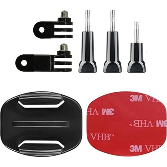 Gplus BS07YV 7 Parça Flat Zemin Düz Yüzey Vidalı 3 Yollu Aksiyon Kamera Uyumlu 3m Yapışkanlı Motor Kask Bağlantı Seti