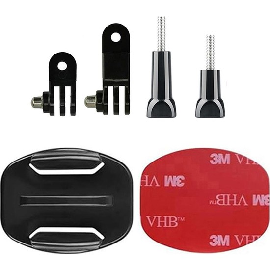 Gplus BS06Y 6 Parça Flat Zemin Düz Yüzey 3 Yollu Aksiyon Kamera Uyumlu 3m Yapışkan Motor Kask Bağlantı Seti