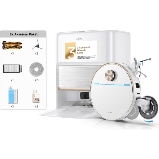 Mova V70 Ultra Complete, 42.000 Pa Emiş Gücü, 17 cm Uzayabilen Maxireachx Mop, 3 Yıl Garanti
