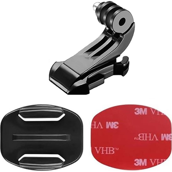 Gplus BS03YJ 3 Parça Flat Zemin Düz Yüzey J-Hook Aksiyon Kamera 3m Yapışkanlı Motor Kask Bağlantı Seti