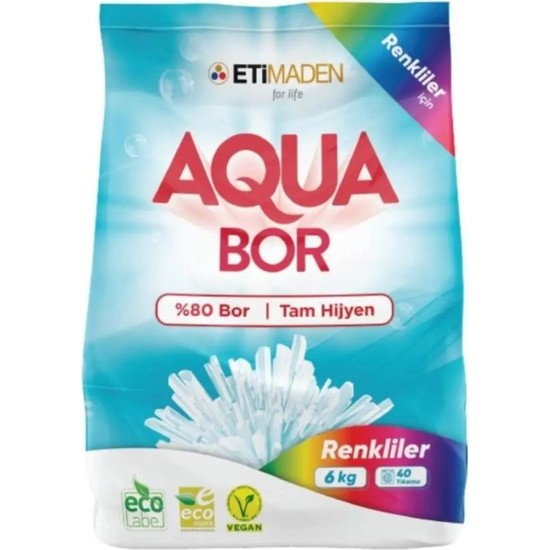 Eti Maden Aquabor %80 Bor Renkliler İçin Toz Deterjan 6 kg 40 Yıkama Kapasitesi ile Etkili Temizlik