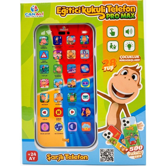 Kukuli Eğitici Akıllı Telefon - Sesli ve Müzikli Bebek Telefonu Eğitici Oyuncak