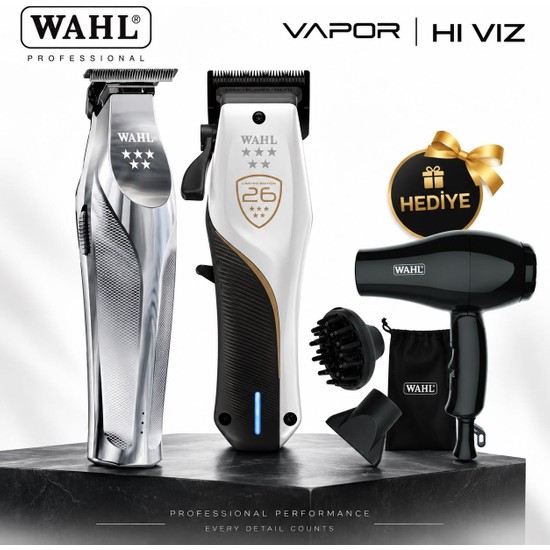 Wahl Vapor Ce Limited Edition Profesyonel Saç Sakal Kesme ve Wahl Hı-Vız Profesyonel Saç Sakal Çizim Hediyeli Set