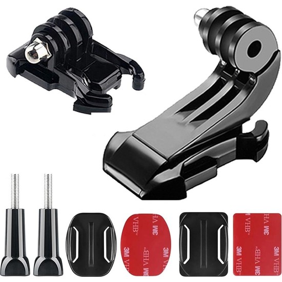 Gplus BS08KYJHW 8 Parça Oval Eğimli Zemin ve Flat Düz Yüzey Vidalı Hızlı Tak J-Hook Açılı Aksiyon Kamera Uyumlu 3m Yapışkanlı Motor Kask Bağlantı Base Seti