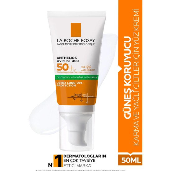 La Roche Posay Anthelios Uvmune 400 Oil Control SPF50+ Karma ve Yağlı Ciltler Için Yüz Güneş Krem 50 ml