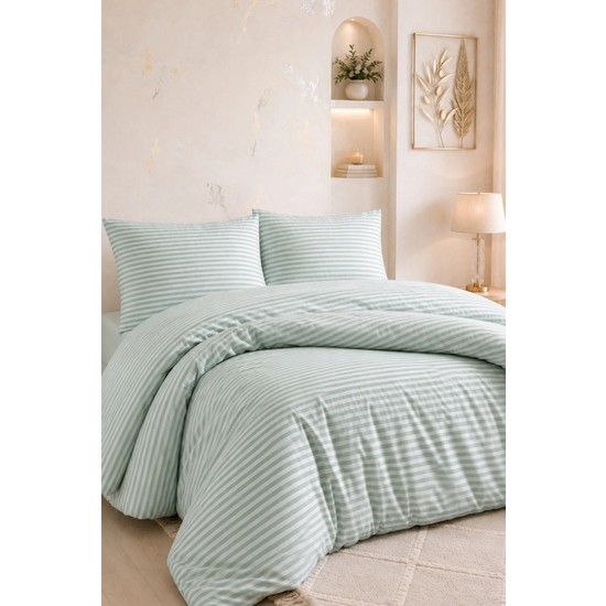 Formeya Modern Çizgili Lastikli Çarşaflı Tek Kişilik Nevresim Takımı 160 x 220 cm Çizgili Desen