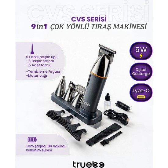 Truebo Cvs Serisi 9 In 1 Tüm Vücut Tıraş Makinesi