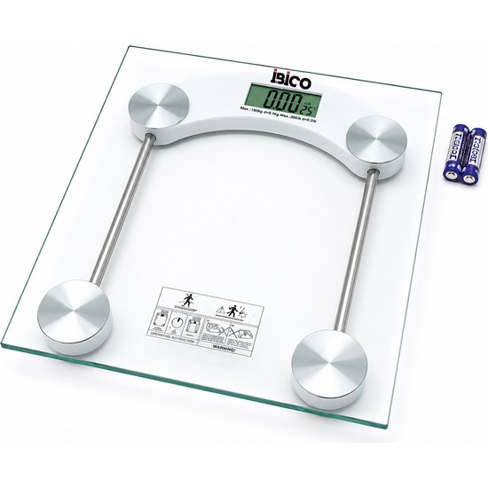 Store Dijital - Pilli Kare Banyo Baskül Terazi Tartı LCD Ekran 180KG/0.1G 30X30CM İ11-025