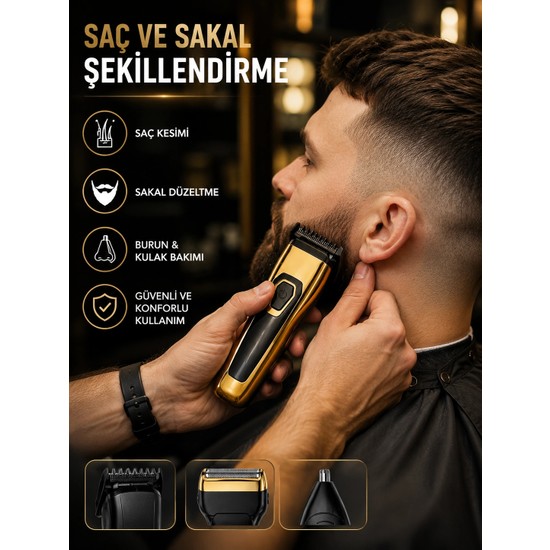 Aslanoğlu Store Mey Ithalat® 3'ü 1 Arada Şarjlı Kişisel Bakım ve Tıraş Makinesi