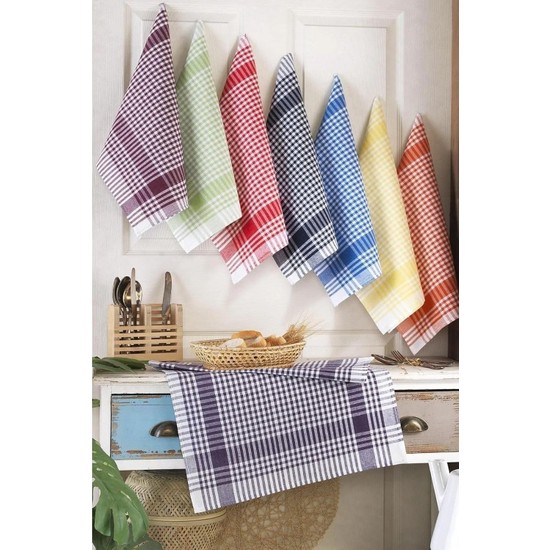 Store Denizli Çeyiz 8 Adet Pötikareli Mutfak Kurulama Bezi 50X70 cm