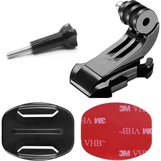 Gplus BS04YVJ 4 Parça Flat Zemin Düz Yüzey J-Hook Hızlı Tak Aksiyon Kamera 3m Yapışkan Motor Kask Bağlantı Set