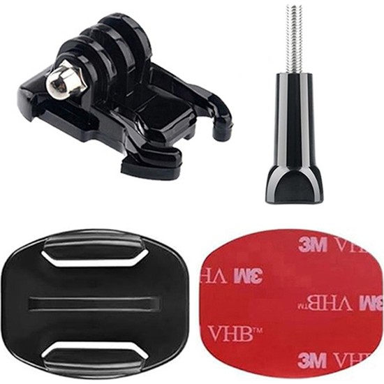 Gplus BS04YVH 4 Parça Flat Düz Yüzey Hızlı Tak Aksiyon Kamera Uyumlu 3m Yapışkanlı Motor Kask Bağlantı Seti