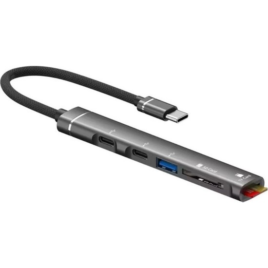 Gees Global Fonksiyonel 5'li Type-C USB Hub Kart Okuyucu