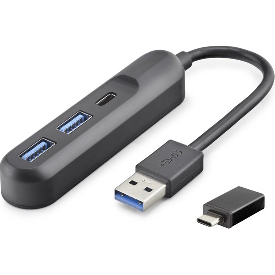 Gees Global Kompakt 3 Port USB Hub 5 Gbps Siyah Uyumlu Cihazlar Için