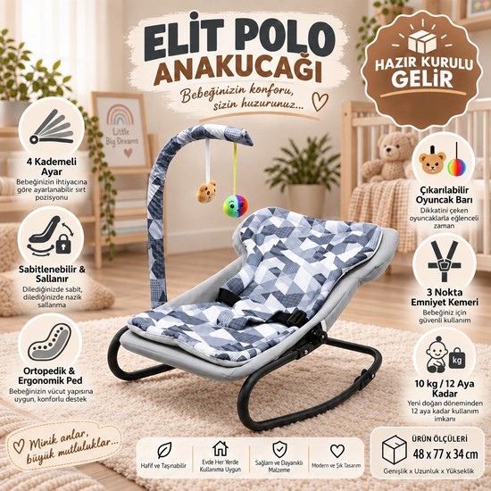 Happy Baby Elit Polo Anakucağı Gri 0 - 13 kg Taşıma Kapasitesi ile Emniyet Kemeri Bağlantısı
