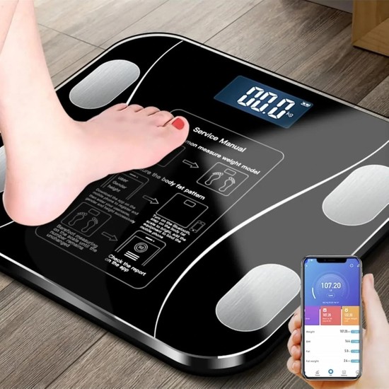 Store Yağ Ölçer Fonksiyonlu Dijital Baskül Elektronik Tartı Akıllı Bluetooth LCD Dijital Ekran Ev Vücut