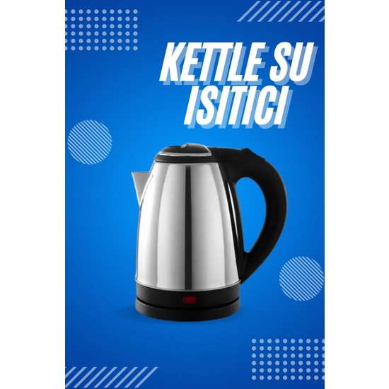 Zenviaa Mey Ithalat® Elektrikli Paslanmaz Çelik Su Isıtcı Çelik Kettle 1.8 Lt. Uzun Ömürlü