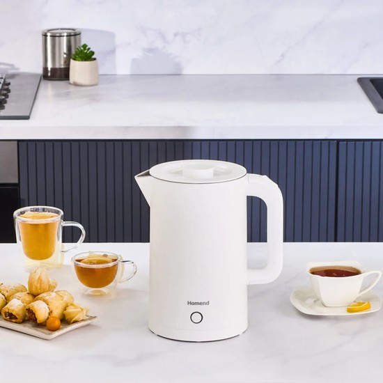 Homend Heatrow Cooltouch 1618H Stainless Steel Cool-Touch Body Kettle White