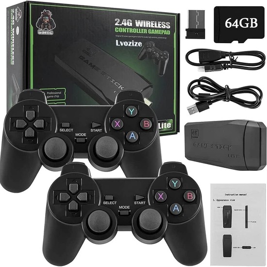Die Grup Tr Retro Konsol, Retro Oyun Konsolu, 10000 Oyunlu, 64 GB HDMI 4K Oyun Konsolu, USB Kablosuz Oyun Çubuğu, Tak ve Çalıştır