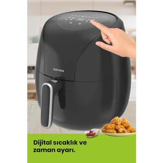 Die Grup Tr Airfryer, 6.4l Dış Hazne, 5l Pişirme Kapasitesi, Dokunmatik Ekran, 8 Ön Ayar Menüsü, 80-200°C Sıcaklık Aralığı, 2000W