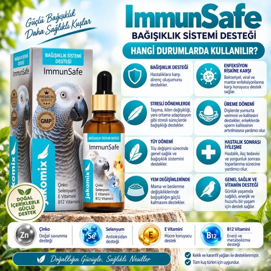 Jakomix Immunsafe 30 ml | Bağışıklık ve Genel Kondisyon Desteği | Tüm Kafes Kuşları