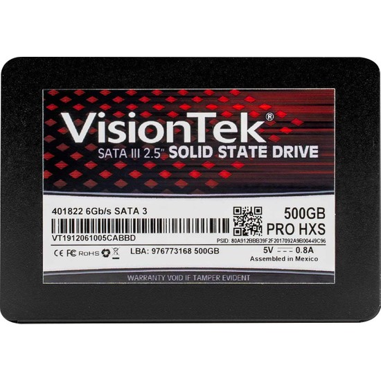 Visiontek 500 GB Pro Hxs 7 mm 2,5 Inç Sata Iıı Dahili Katı Hal Sürücüsü Masaüstü Bilgisayarlar, Dizüstü Bilgisayarlar ve Mac Sistemleri Için 3D Tlc Nand Teknolojisine Sahip (901310)