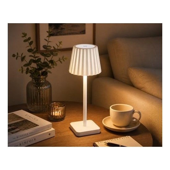 Merida Şarjlı LED Masa Lambası | 3 Renk (3000K-4500K-6000K) Dimmer Ayarlı | Dokunmatik | Kablosuz | Type-C Şarjlı | Dekoratif Ambiyans Aydınlatma | 38
