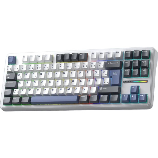 Aula F87 Pro Mekanik Kablosuz TKL Klavye, Bluetooth Bağlantılı, Ev - Ofis Kullanımı için Mavi